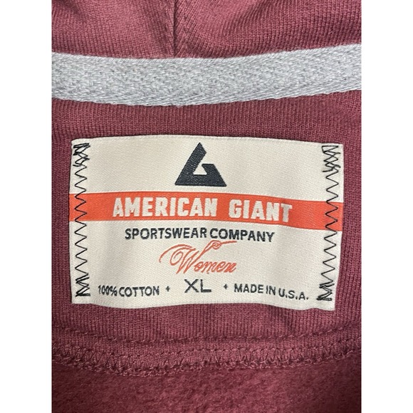 American Giant Hoodie Women's XL Red/Maroon Full Zip Heavyweight 100% Cotton - Picture 3 of 8